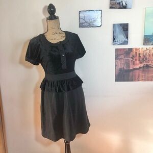 Marc by Marc Jacobs black velvet & cotton peplum dress, Sz. M